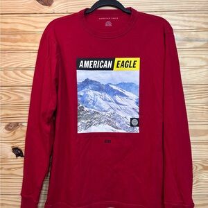 American Eagle Outfitters Red Mountain Graphic Long Sleeve Tee